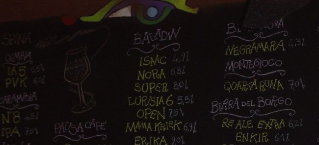La lista delle birre alla spina